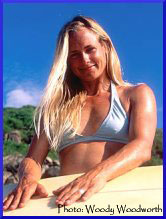 women's surf school owner ingrid's portrait in mexico foto: woody woodworth