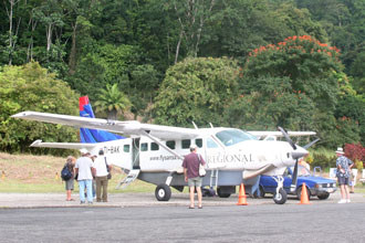 sansa terminal in golfito, the closest airport to pavones, costa rica