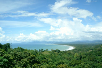 view of zancudo from the road to pavones from Golfito, costa rica